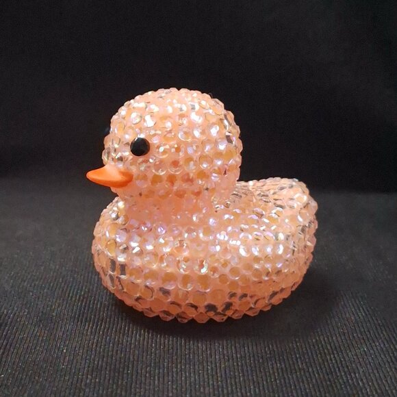 Peach Rubber Ducky, Bling Ducks, Bedazzled, Jeep Duck, Easter, Gift, Spring - Picture 3 of 8